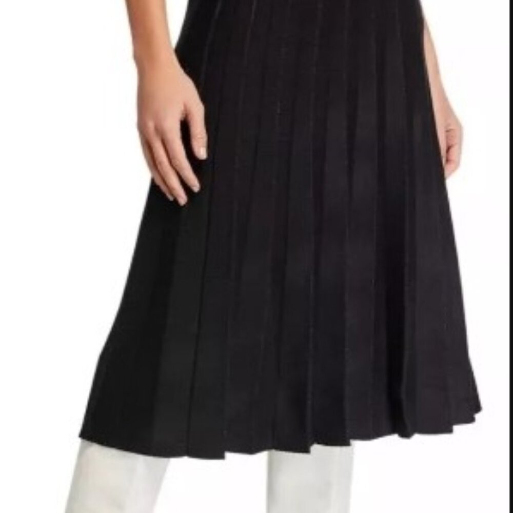MAX STUDIO Women’s Black Sweater Knit Midi Pleated Skirt Size M